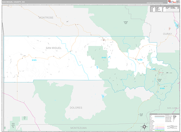 San Miguel County, CO Zip Code Map
